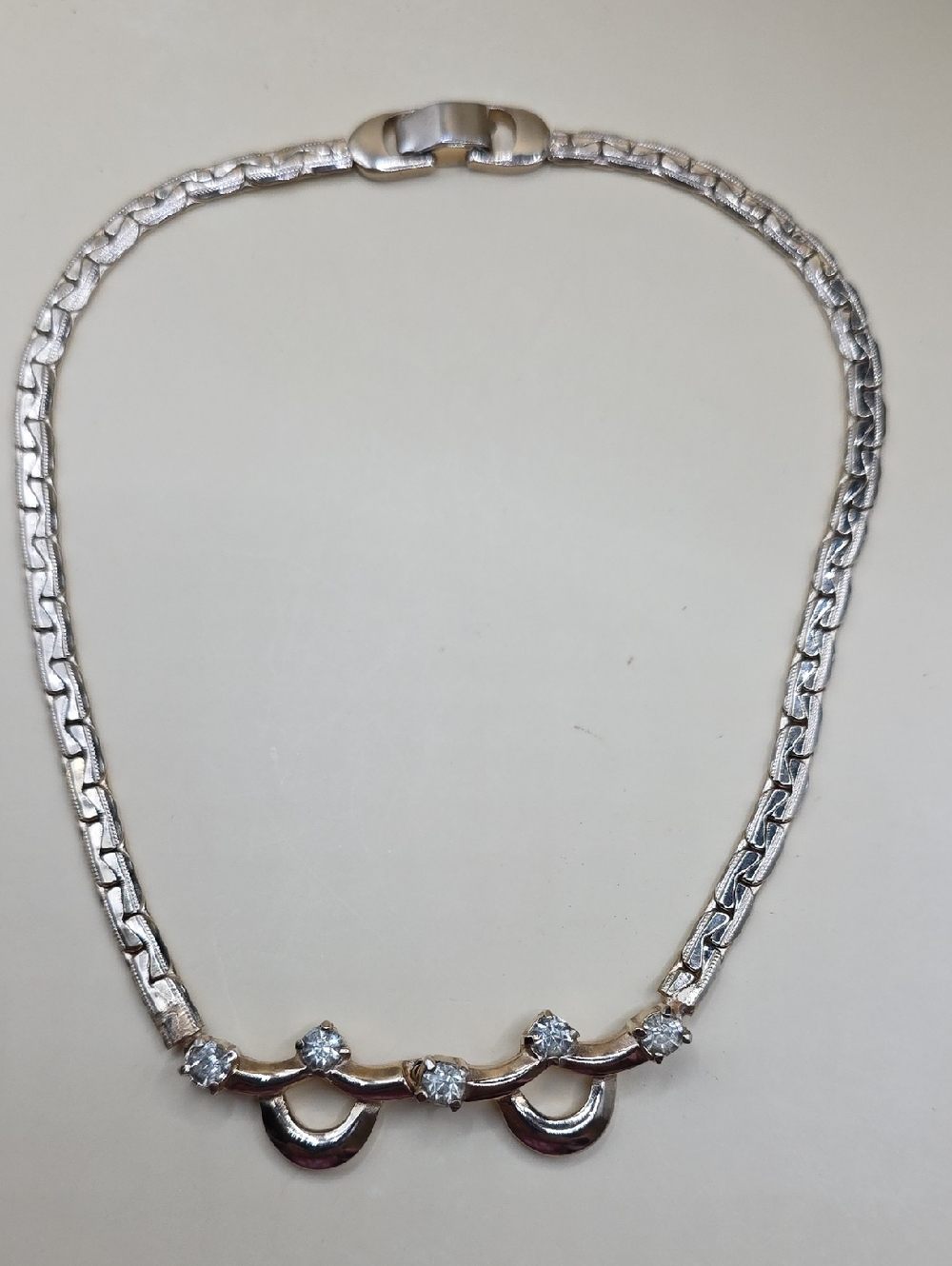 Vintage Tara Gold-Tone Chain Necklace with Clear Stones